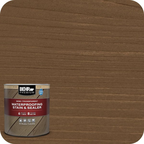 BEHR PREMIUM 1 qt. #ST-109 Wrangler Brown Semi-Transparent Waterproofing Exterior Wood Stain and Sealer