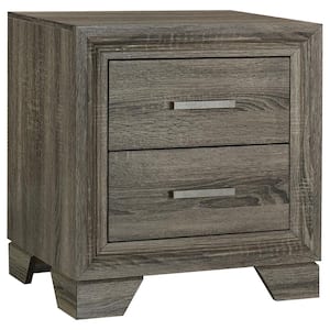 Wright Brown Oak 2-Drawer Nightstand Bedside Table