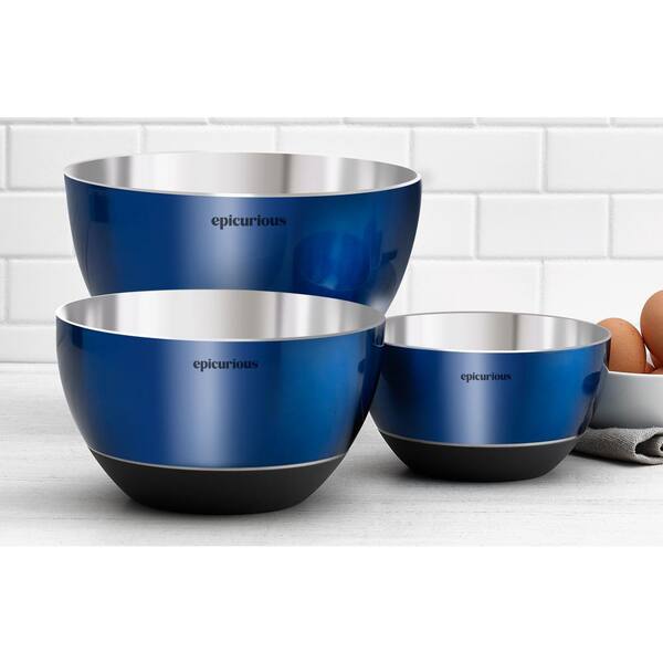 3 Pc Dark Blue Mixed Baking Dish Set Overview, Ceramic