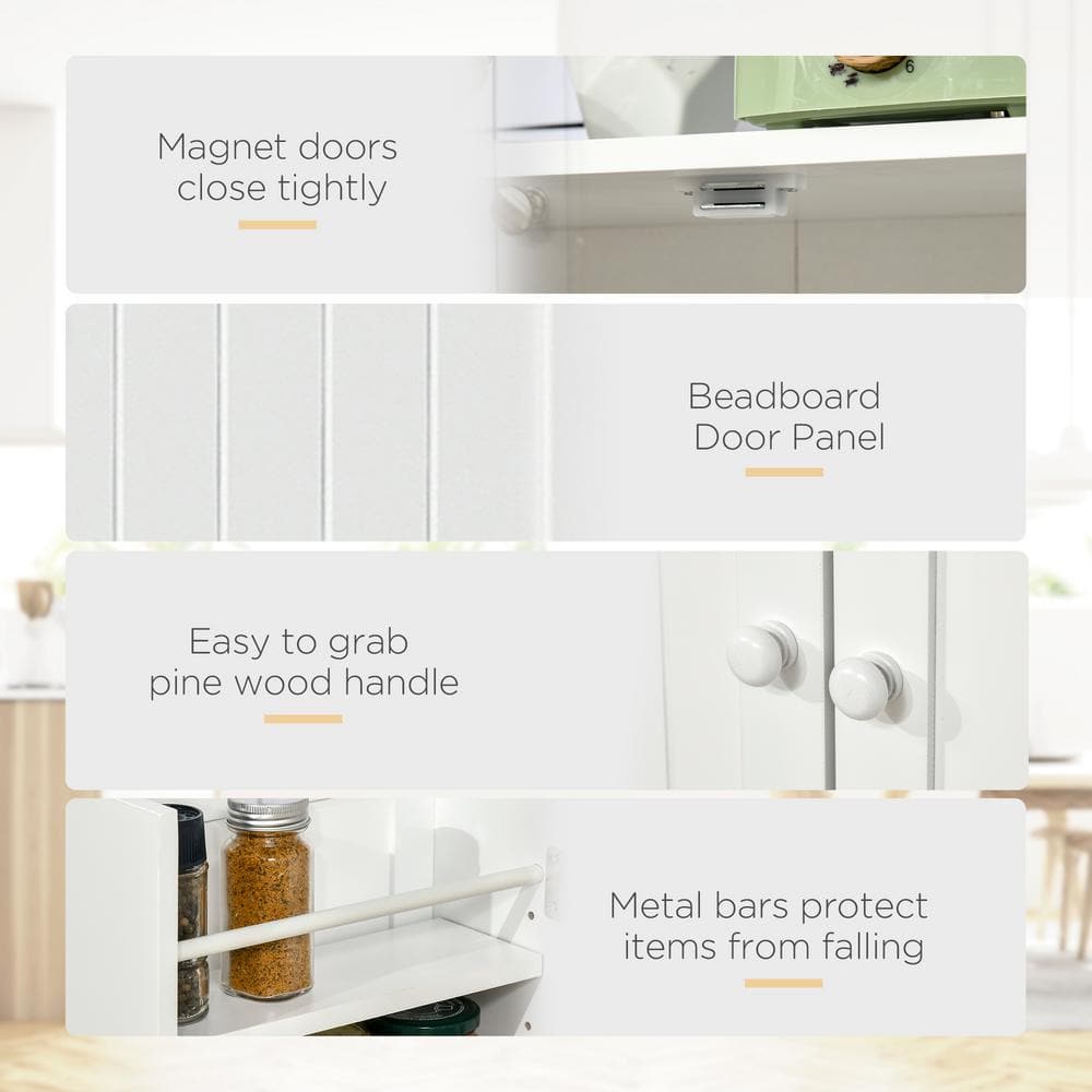 White Vertical Kitchen Pantry with Adjustable Shelves
