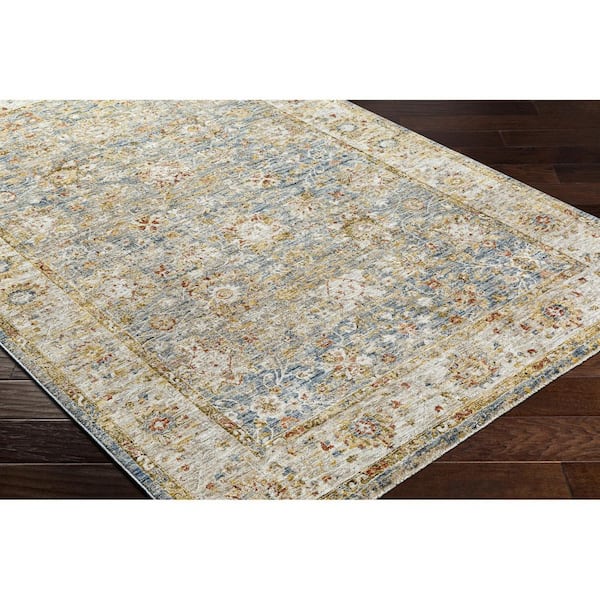 Mona Lisa Sage Traditional Border 9 ft. x 12 ft. Area Rug