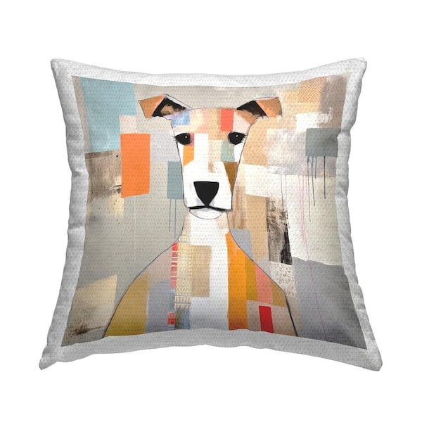 Stupell Industries Abstract Dog Portrait Multi-Color Square Outdoor Throw Pillow