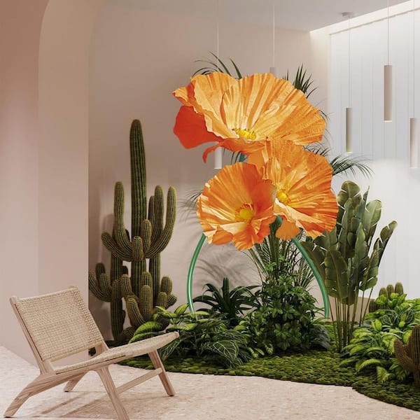 72 in. Orange Indoor Artificial Mixed Flower 3D Large Flowers