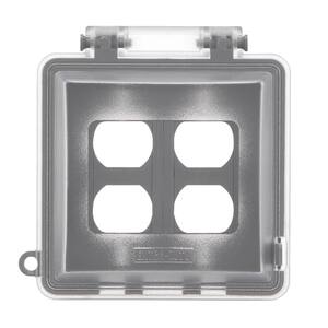 Gray 2-Gang Extra-Duty Non-Metallic While-In-Use Weatherproof Horizontal/Vertical Receptacle Cover