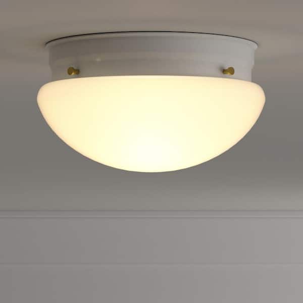 Hampton Bay 9 in. 2-Light White Mushroom Flush Mount