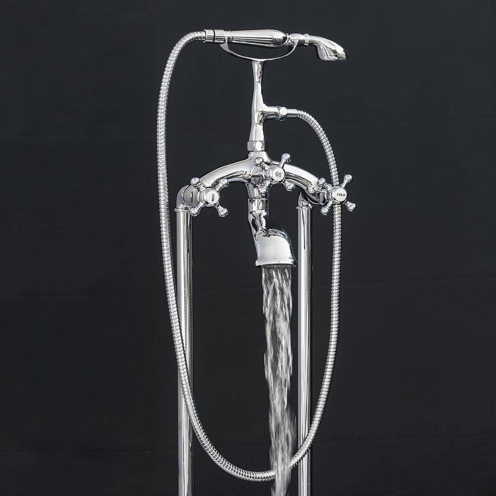 60'' Glossy Black Acrylic Clawfoot Freestanding Bathtub with Chrome Faucet