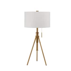 37.5 in. H Mid-Century Adjustable Tripod Gold Table Lamp