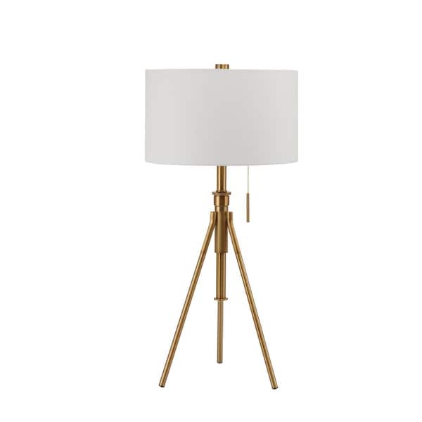ORE International 37.5 in. H Mid-Century Adjustable Tripod Gold Table Lamp
