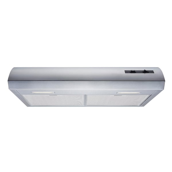 Winflo 30 in. 300 CFM Convertible Under Cabinet Range Hood in Stainless Steel with Mesh Filters and LED Lights