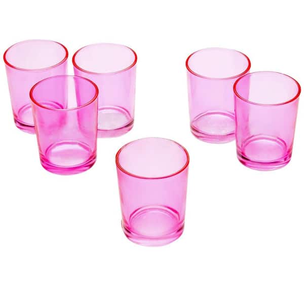 Light In The Dark Pink Glass Round Votive Candle Holders (Set of 12)