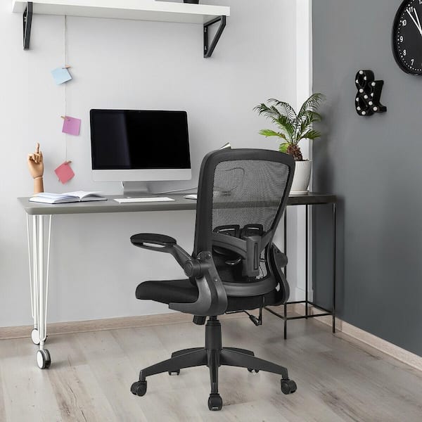 Office Mesh Chair Adjustable Executive Swivel Computer PC Desk Fabric Seat Black 