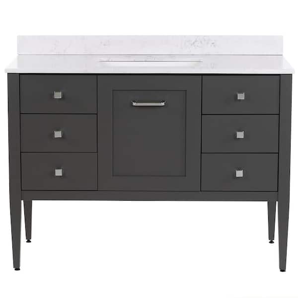 MOEN Hensley 49 in. Single Sink Shale Gray Bath Vanity with Pulsar Cultured Marble Top (Assembled)
