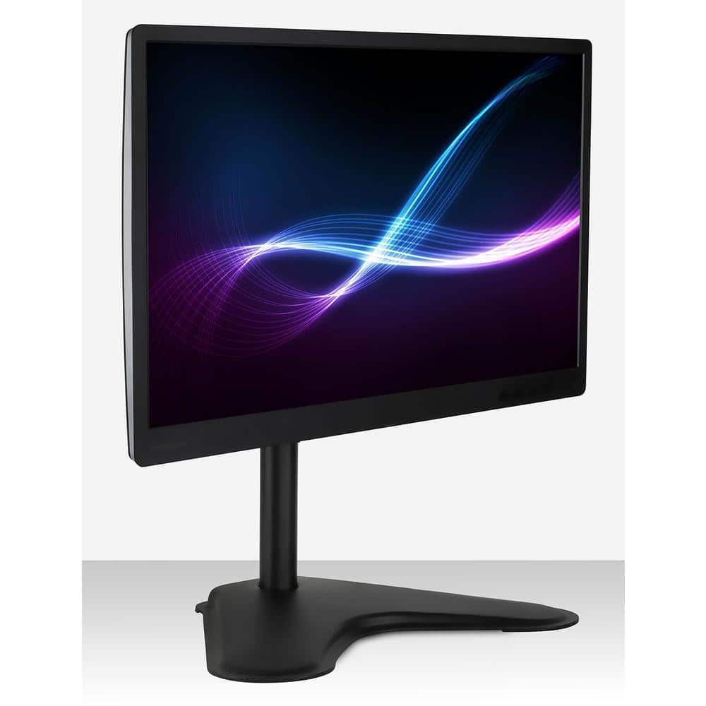 Black Adjustable Steel Single Monitor Stand with 360-Degree Rotation