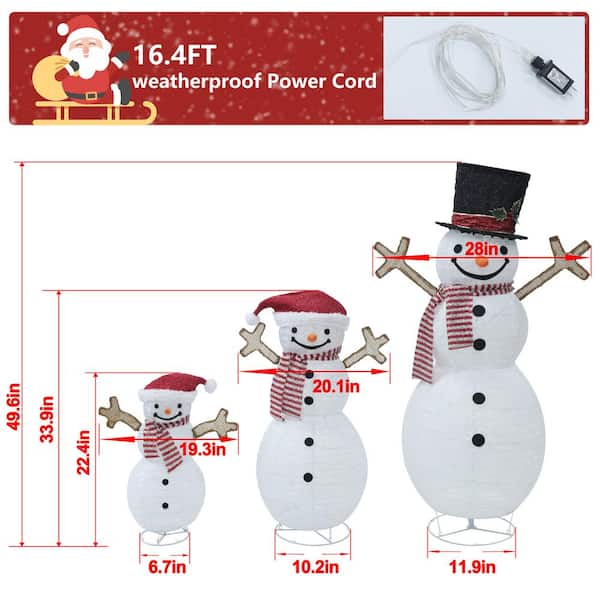 VEIKOUS 4 ft. Warm White LED Snowman Family Christmas Holiday Yard