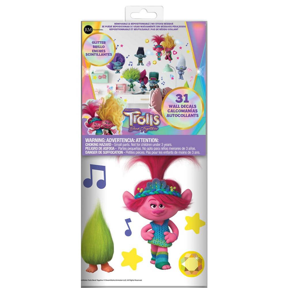 Trolls 3 Band Together Glitter Wall Decals Set