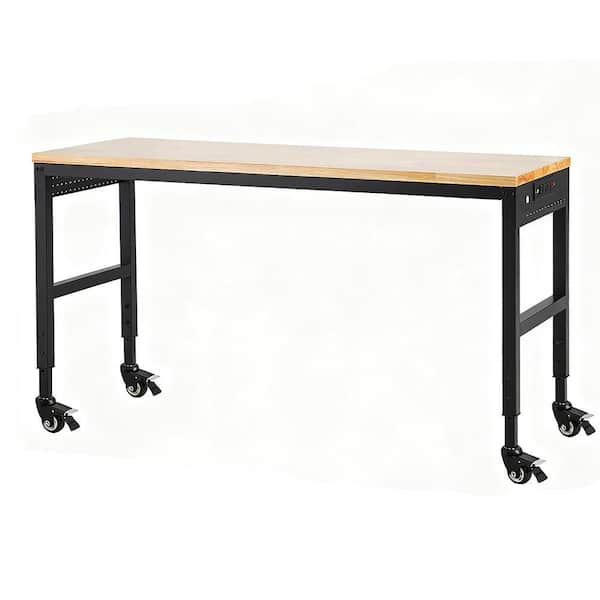 72 in. x 25 in. Adjustable Workbench 2000 lbs. Load Capacity, Height 29.5 in. -38.4 in. Solid Wood Top Carbon Steel Legs