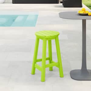 Laguna 24 in. Round HDPE Plastic Backless Counter Height Outdoor Dining Patio Bar Stool in Lime