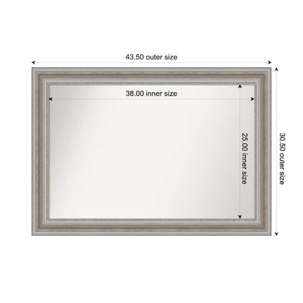 Amanti Art Parlor Silver 43.5 in. x 30.5 in. Custom Non-Beveled Recycled Polystyrene Framed Bathroom Vanity Wall Mirror
