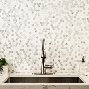 Bianco Dolomite Tibi 11.73 in. x 11.73 in. Polished Marble Mosaic Tile (9.6 sq. ft./Case)