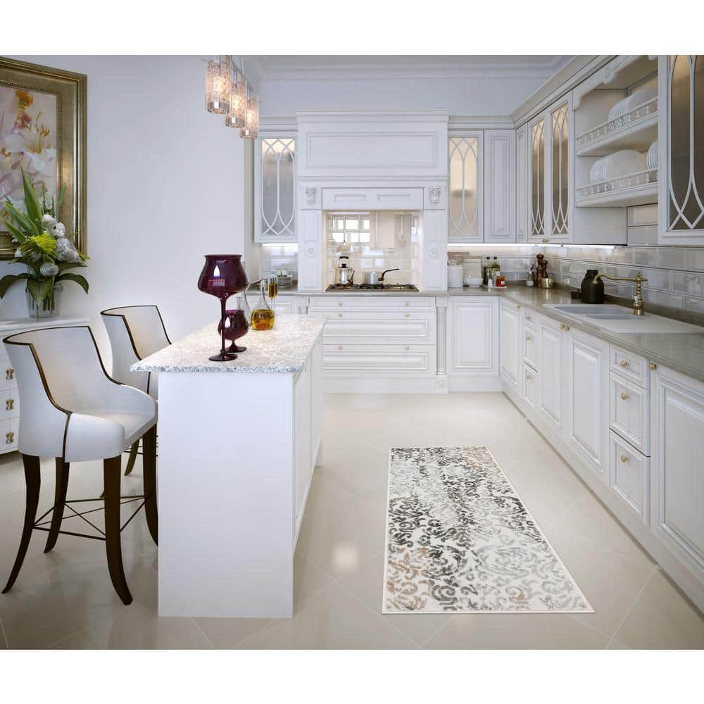 Capri Gray and Beige Synthetic 5 x 8 ft Rectangular Area Rug Set