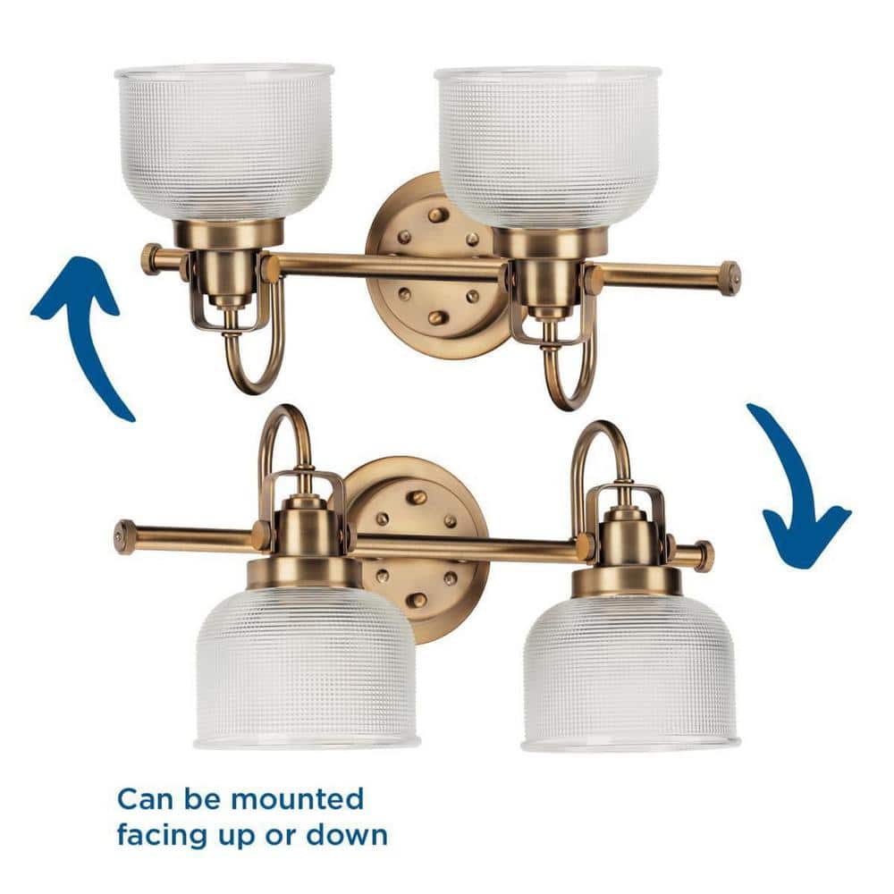 Archie Vintage Brass 17" Dimmable 2-Light Vanity Fixture