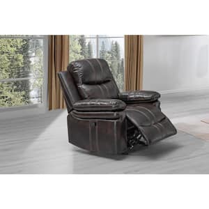 New Classic Furniture Kellen Brown Faux Leather Glider Recliner