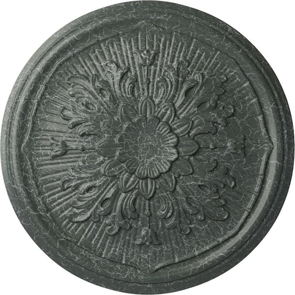 Ekena Millwork 5/8" x 15-3/4" x 15-3/4" Polyurethane Luton Ceiling Medallion, Athenian Green Crackle