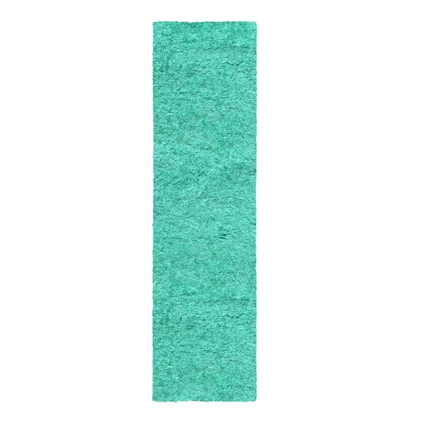 SUPERIOR Shag Ocean Blue 2 ft. 3 in. x 13 ft. Elegant Soft Plush Area Rug