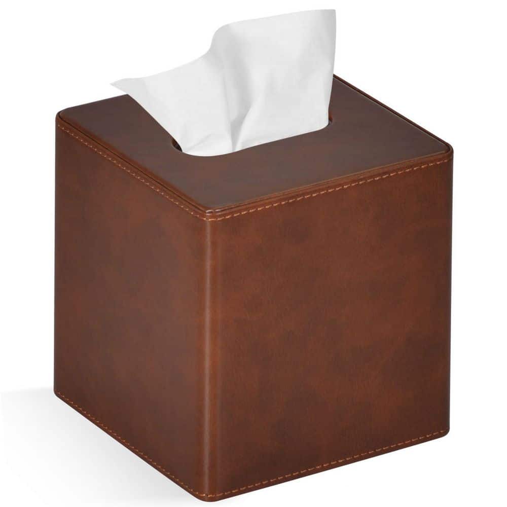 Square PU Leather Tissue Box Cover with Magnetic Closure for Desk, 5.51 in. x 5.51 in. x 5.71 in. Brown price history on PriceWatchPro
