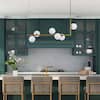 RRTYO Herculaneum 6-Light Brass Mid-Century Modern Linear Bubble Chandelier with Opal Globe Glass Shade for Kitchen Island 81010000042438
