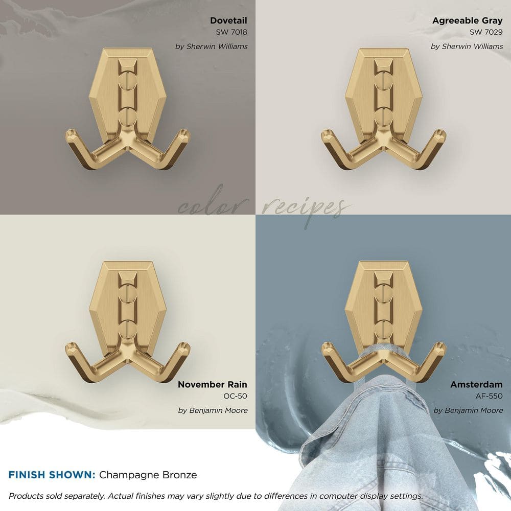 Champagne Bronze Double Prong Decorative Wall Hook