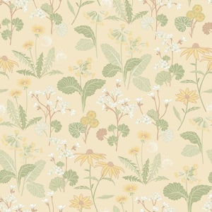 Magdalena Light Yellow Dandelion Paper Matte Non-Pasted Wallpaper Roll