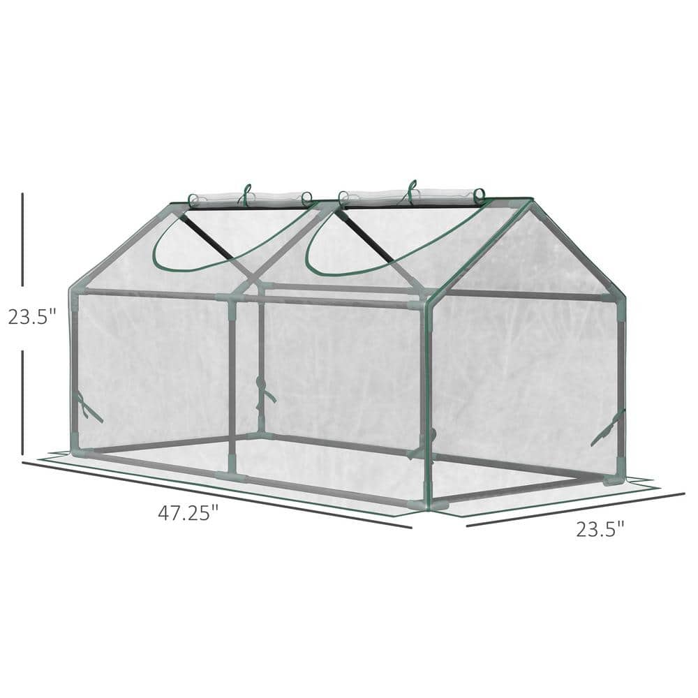 Clear PVC Portable Mini Greenhouse with Zippered Windows