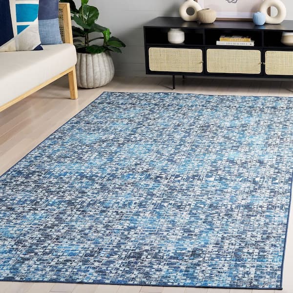 Arizona 3 ft. x 5 ft. Blue/Gray Machine Washable Diamond Geometric Area Rug