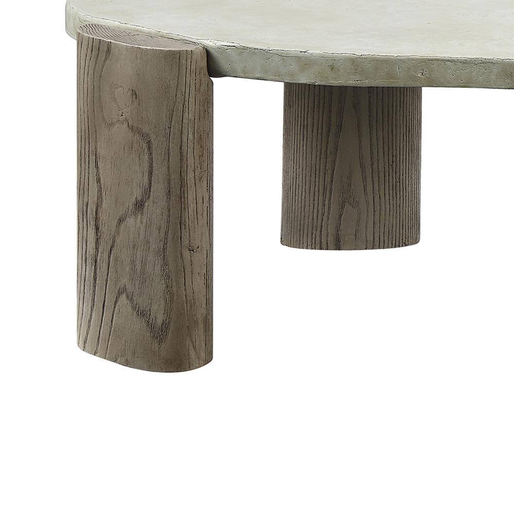 47'' Weathered Gray and Oak Oval Coffee Table