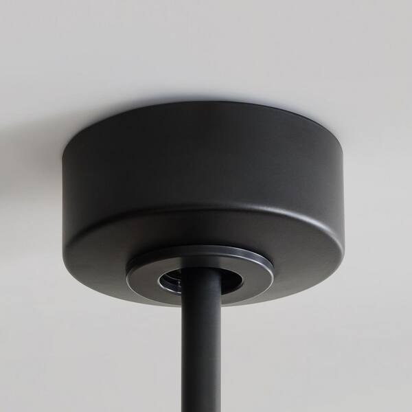 Generation Lighting - Paddle Smart 52 in. Indoor/Outdoor Midnight Black Downrod Mount Standard Ceiling Fan with Remote Included and Oak Blades