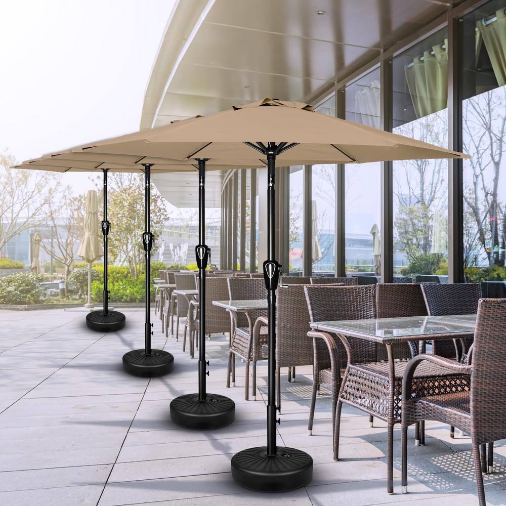 7.5 ft. Brrown Market Outdoor Steel Patio Umbrella with Push Button Tilt/Cr