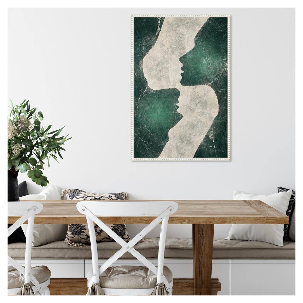 Emerald Love Green and Gray Abstract Canvas Wall Art