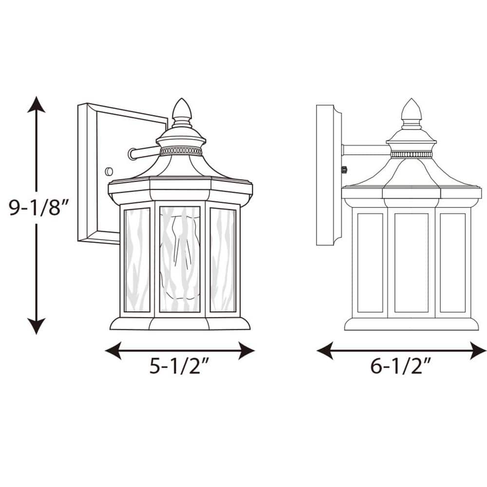 Elegant Octagonal Bronze & Black Porcelain Outdoor Wall Lantern