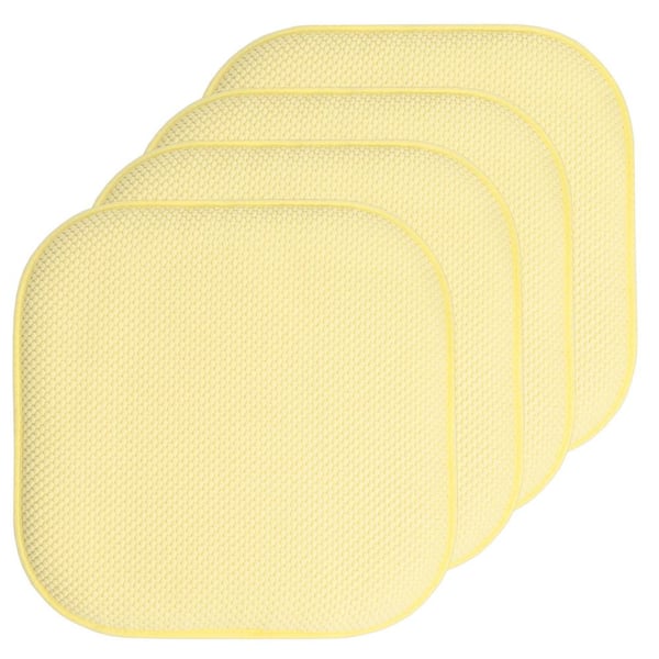 Sweet Home Collection Yellow, Honeycomb Memory Foam Square 16 in. x 16 in. Non-Slip Back Chair Cushion (4-Pack)
