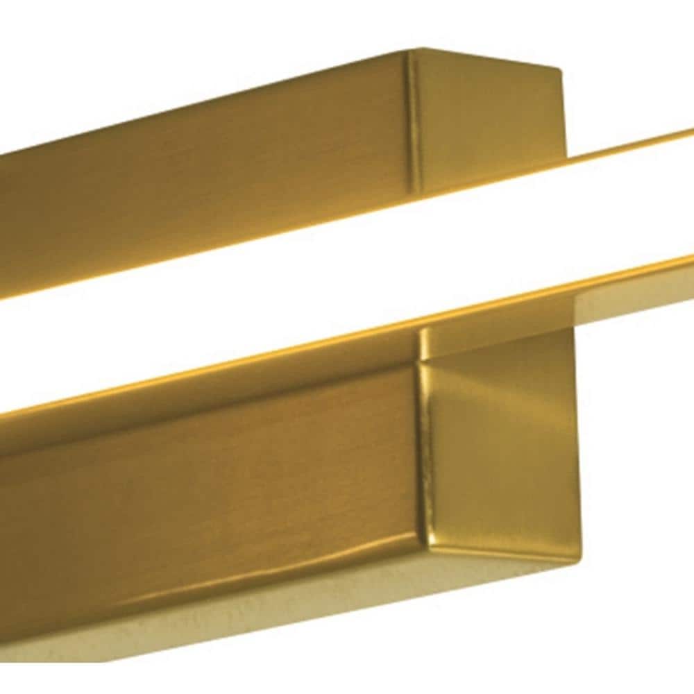 Sleek Satin Brass 36" LED Vanity Light Bar with White Acrylic Diffuser