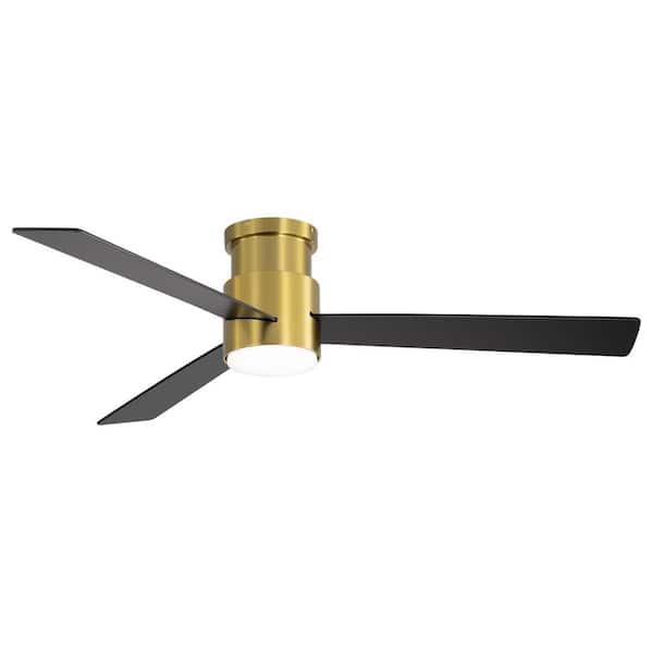Breezary Sawyer IV 52 in. Integrated LED Indoor Black-Blade Gold Ceiling Fan with Light and Remote Control Included