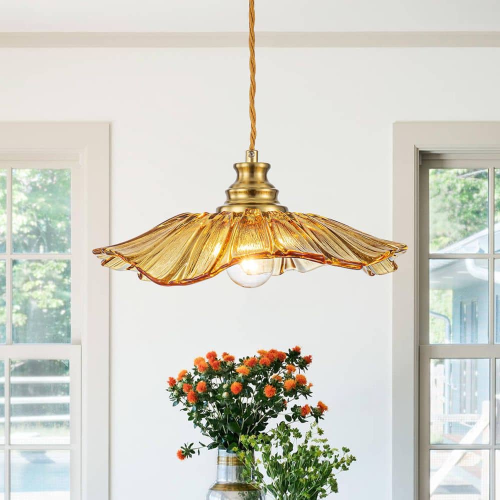 MENCOLULU 11.02 in. 1-Light Modern Amber Hanging Pendant Light