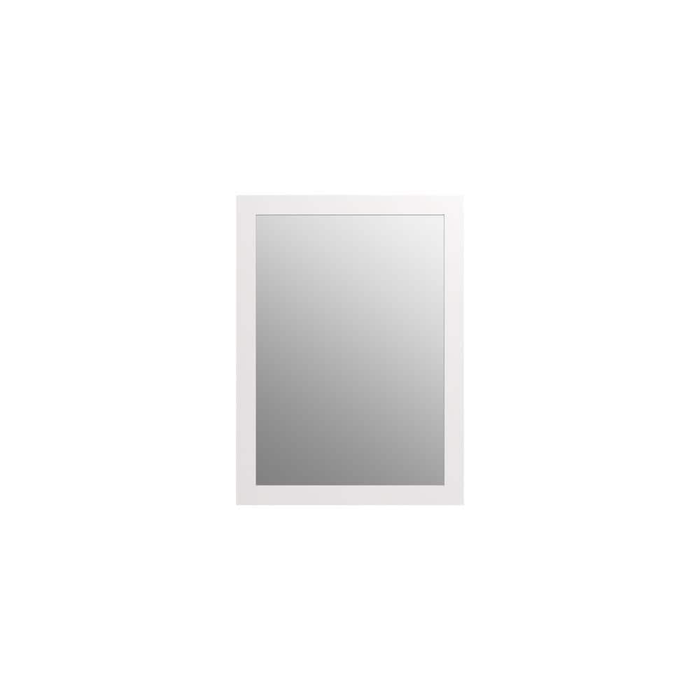 Linen White Rectangular Wood Bathroom Vanity Mirror