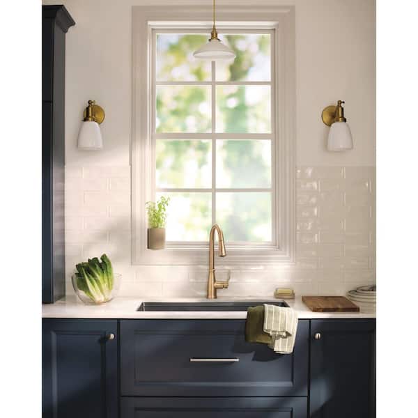 Nolia Bronzed Gold 16.57 in. H Pull Down Sprayer Kitchen Faucet with 360° Spout Swivel and Reflex Power Boost