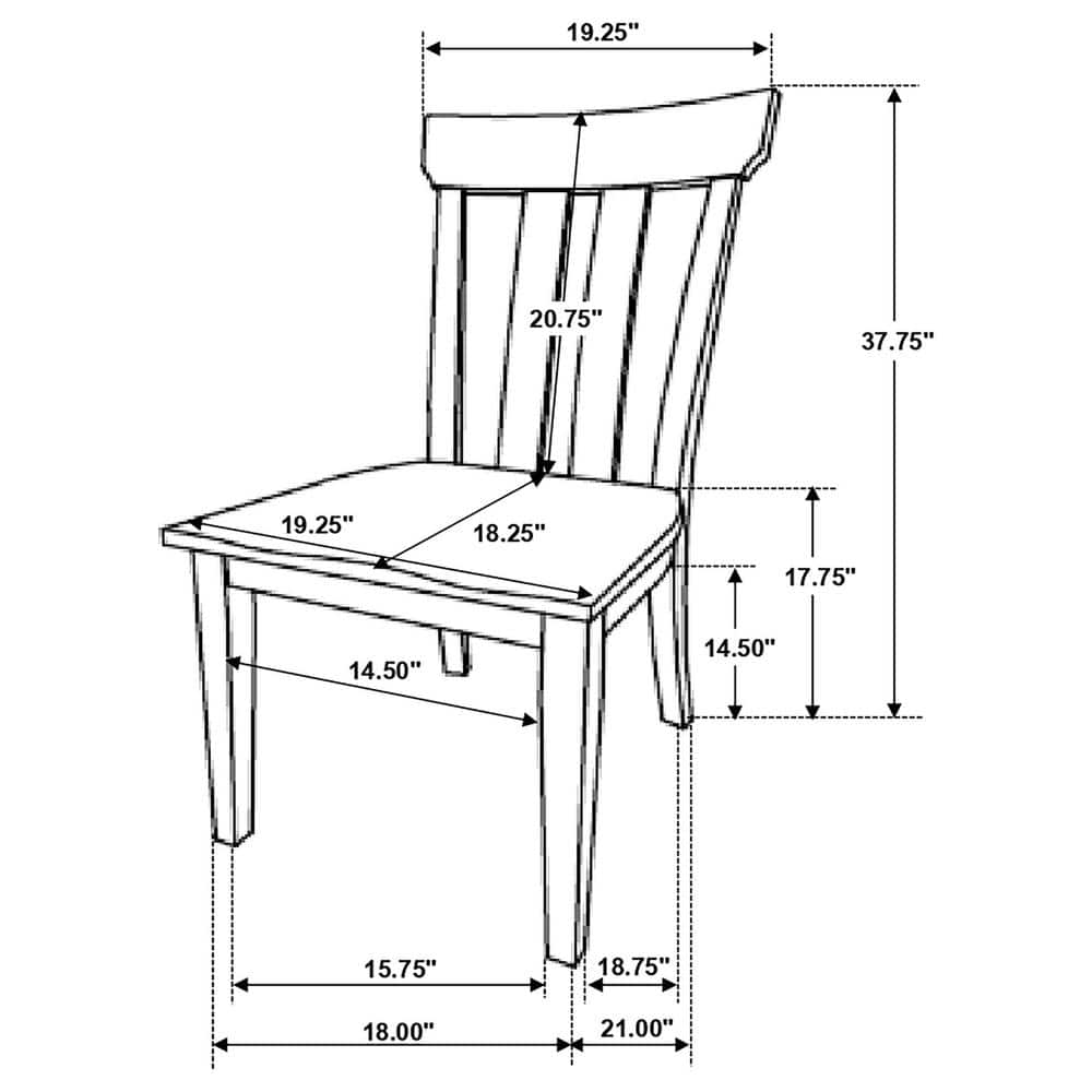 Brown Oak High Slat Back Wood Side Chair