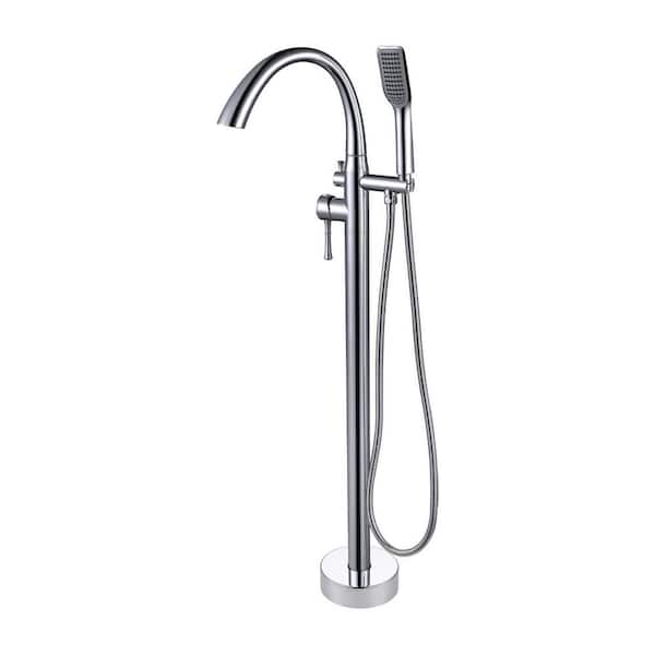 Satico Single-Handle Floor Mount Freestanding Tub Faucet with Hand Shower in Chrome