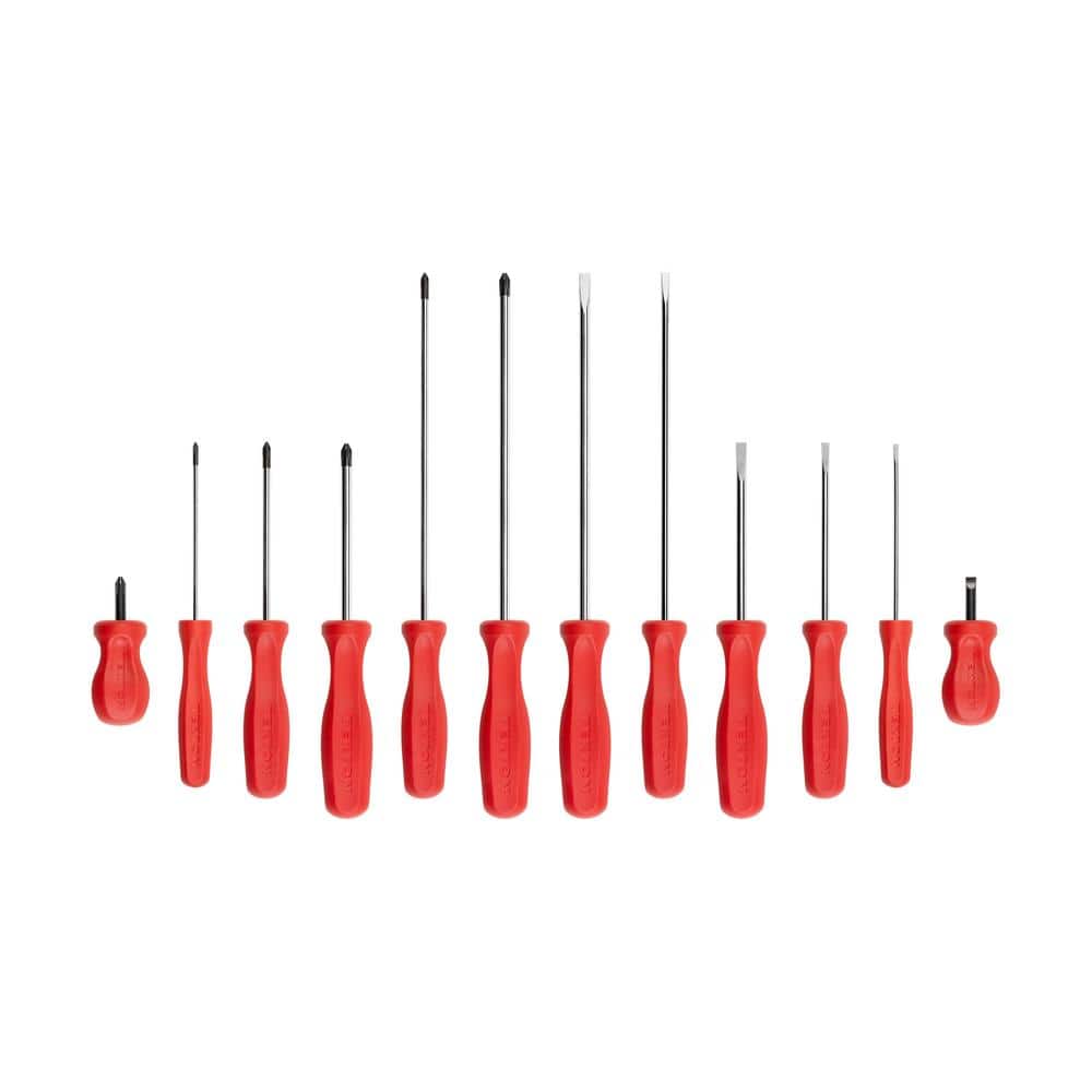 Hard Handle Screwdriver Set, 12-Piece (#0-#2,1/8-1/4 in.)