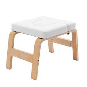 Yoga Inversion Stool Beige and White Bench with PU Pad (15.35 in. H x 23.12 in. x W x 14.17 in. D)