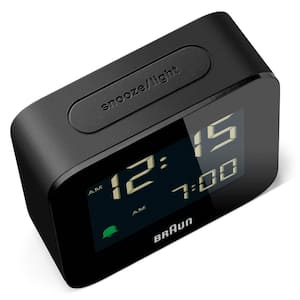 Braun Digital Travel Alrm Clock, Snooze, Compact, Negative LCD Display, Quick Set, Beep Alarm, Black, model BC08B